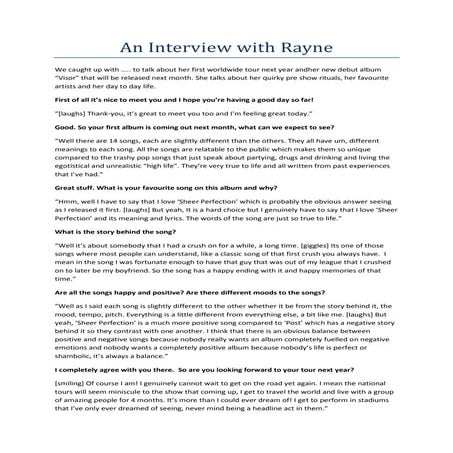An interview with Rayne