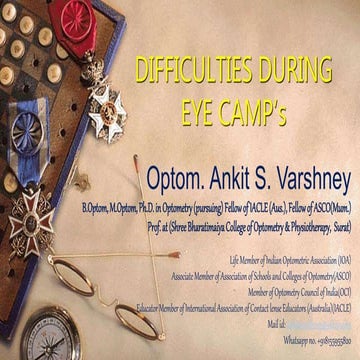 Difficulties During eye camps by Optom. Ankit Varshney