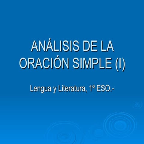 Análisis de la oración simple (I)