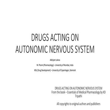 Drugs Acting on Autonomic Nervous System