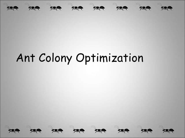 Ant Colony Optimization algorithms in ADSA