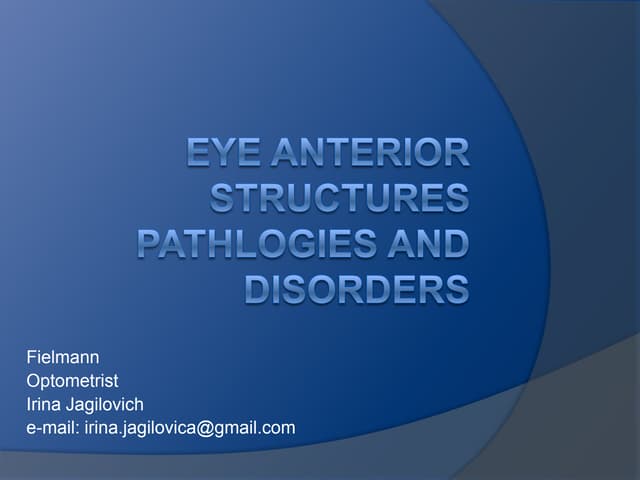 Anterior eye structures disorders
