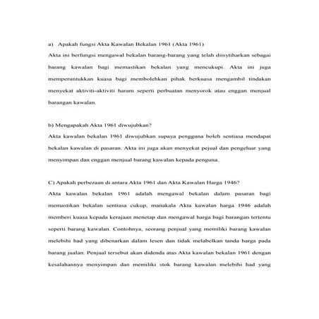 Akta Kawalan Bekalan 1961 (Akta 1961)