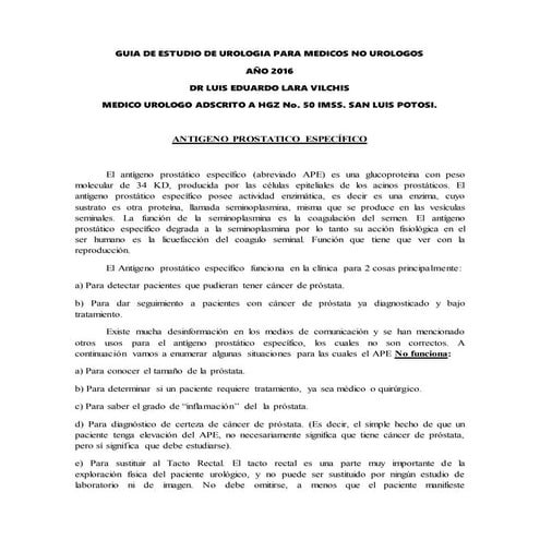 antígeno prostático específico guía de estudio
