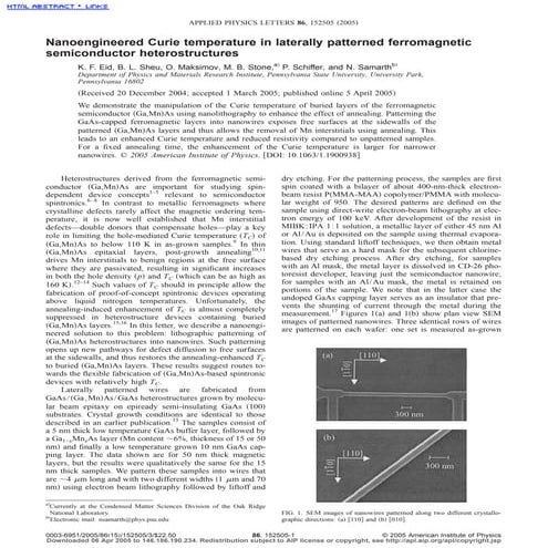 Nanoengineered Curie temperature in laterally patterned ferromagnetic semicon...
