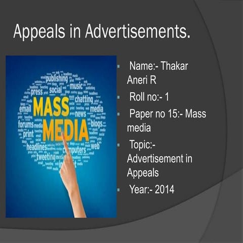 Appeals in advertisements Mass Media
