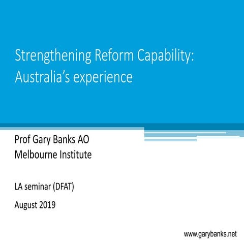 Inovação em Políticas Públicas: o exemplo da Austrália - Gary Banks
