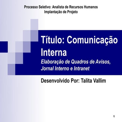 Projeto de Implantação: Comunicação Interna