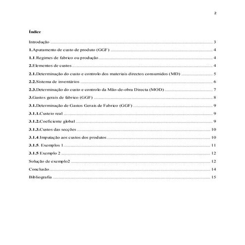Apuramento do custo de produto (ggf)