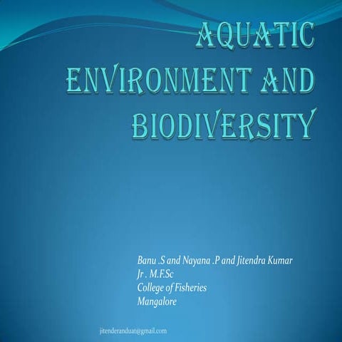 Aquatic environment and biodiversity