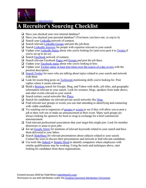 A Recruiters Sourcing Checklist