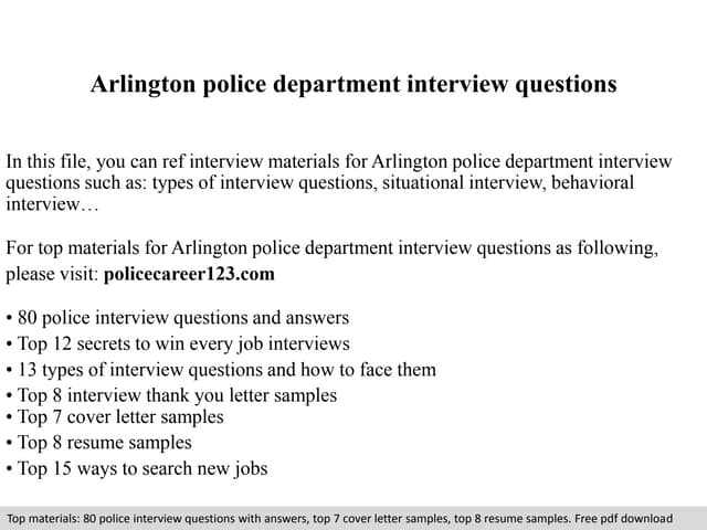 Arlington police department interview questions