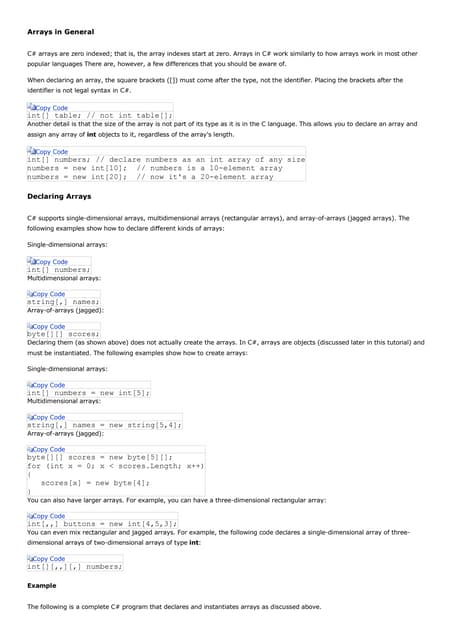 Arrays In General