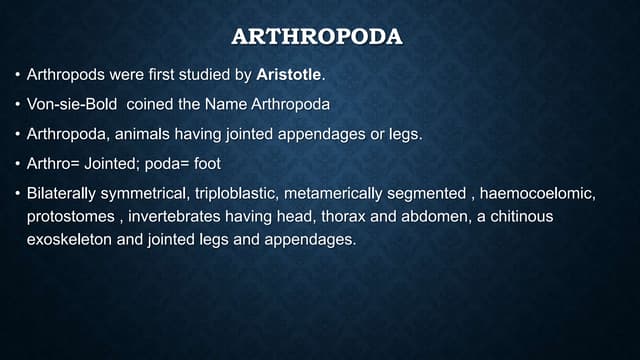 Arthropoda characters & classification