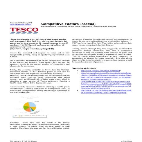 Tescos- Competitive factors 