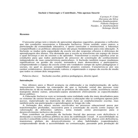 Incluir e interagir e contribuir, não apenas inserir