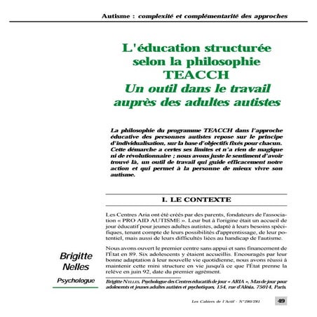 TEACCH adulte autiste