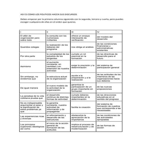 Asi es como los politicos hacen sus discursos
