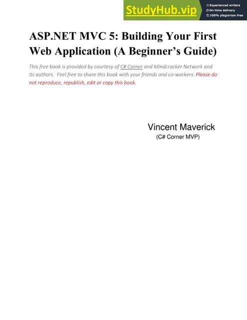 ASP.NET MVC 5  Building Your First Web Application (A Beginner S Guide