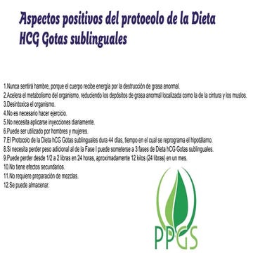 Aspectos positivos del protocolo de la dieta hcg