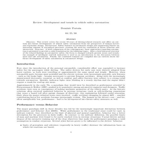 Review: Development and trends in vehicle safety automation