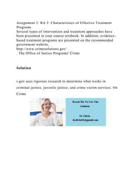 Assignment 2 RA 2 Characteristics of Effective Treatment Programs.docx