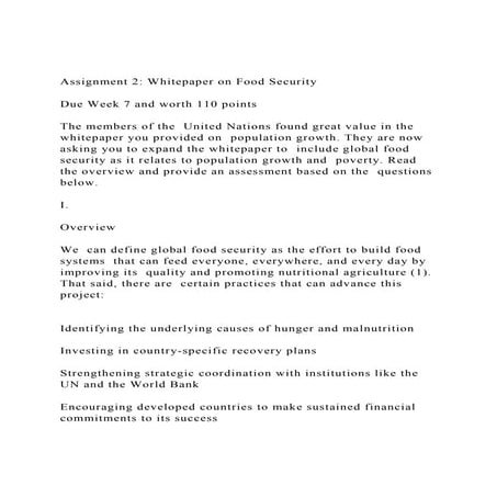 Assignment 2 Whitepaper on Food SecurityDue Week 7 and wort.docx