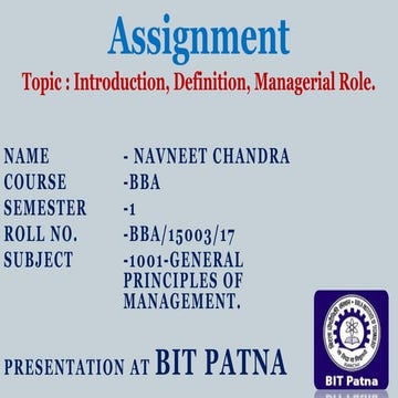 MANAGEMENT : INTRODUCTION & DEFINITION ,MANAGERIAL ROLES