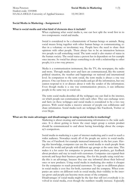 Assignments 2 social media in marketing