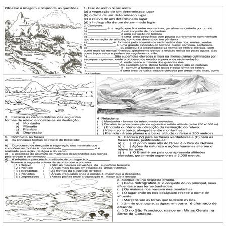 Atividades dde geografia relevo, clima