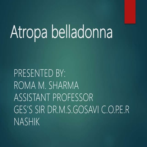 Pharmacognosy of Atropa belladona