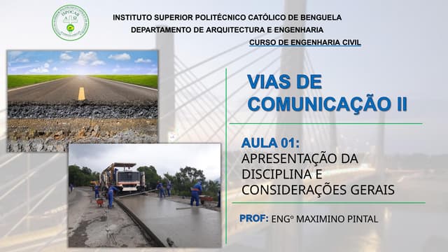 Aula 01 Apresentação da disciplina e considerações gerais sobre Vias de comun...
