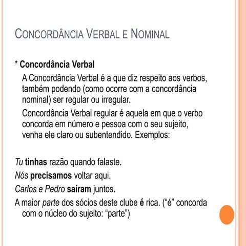 Aula concordância verbal e nominal apresentação