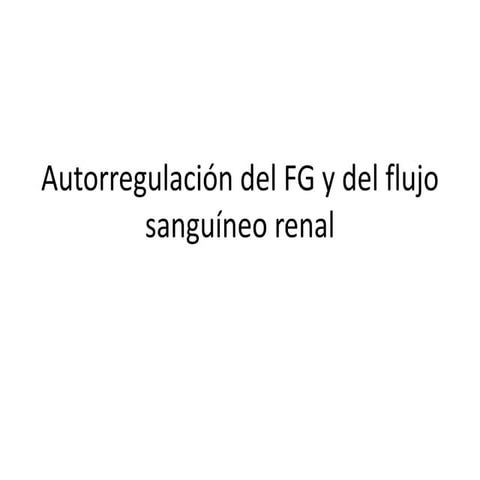 Autorregulación del Filtrado Glomerular  y del flujo sanguíneo renal