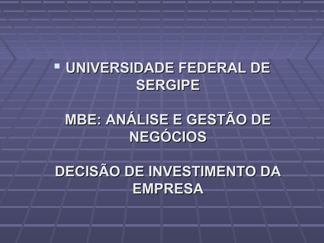 Avaliacao de investimentos