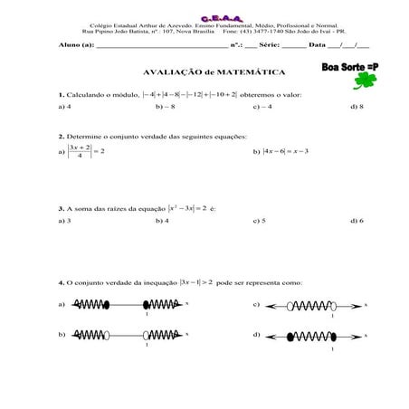 Avaliação - 1º ano