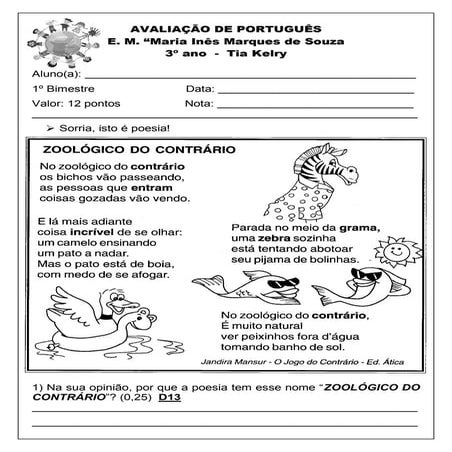 Avaliação de Português 