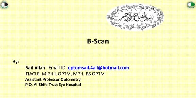 BScan and Ascan  in ophthalmology and eye field