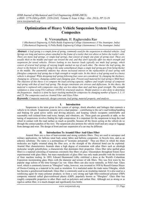 Optimization of Heavy Vehicle Suspension System Using Composites