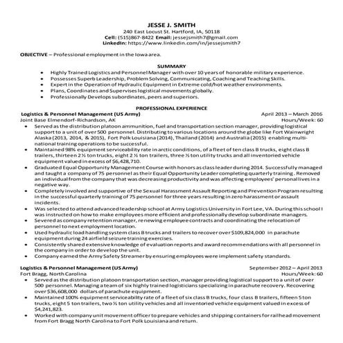 Jesse Smith Chronological Resume