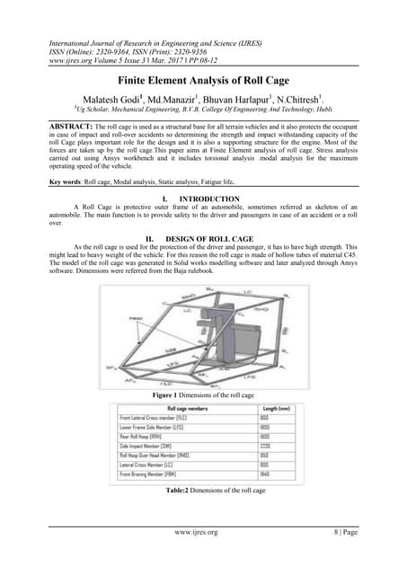 Finite Element Analysis of Roll Cage