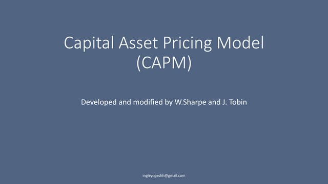 SAPM lecture 4 Capital Asset Pricing Model theory