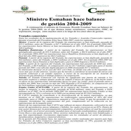 Balance Minec Según Informes Presidenciales 29 05 09