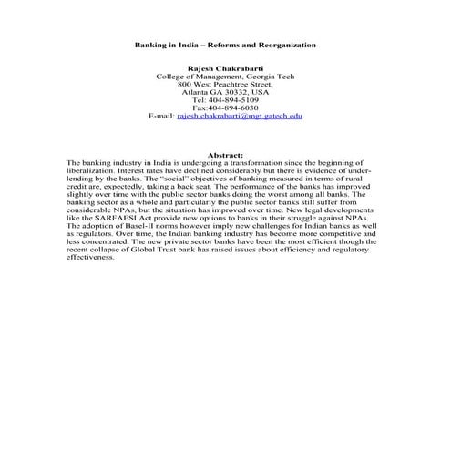 Banking sector reforms