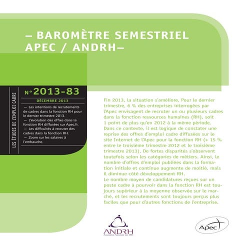 Baromètre Apec Andrh Bilan 2013