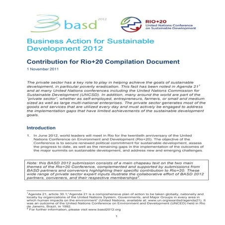 BASD Contribution to the Rio+20 Compilation Document