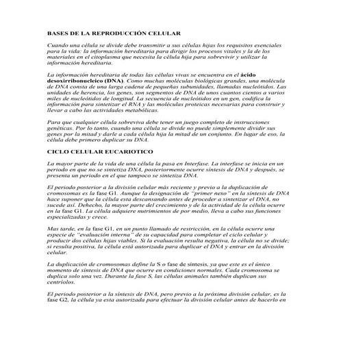 Bases de la reproducción celular
