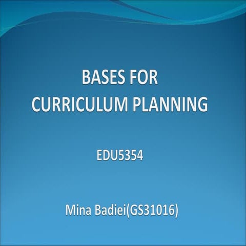 Bases of curriculum planning part 1