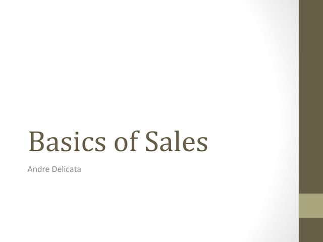 Basics of Sales