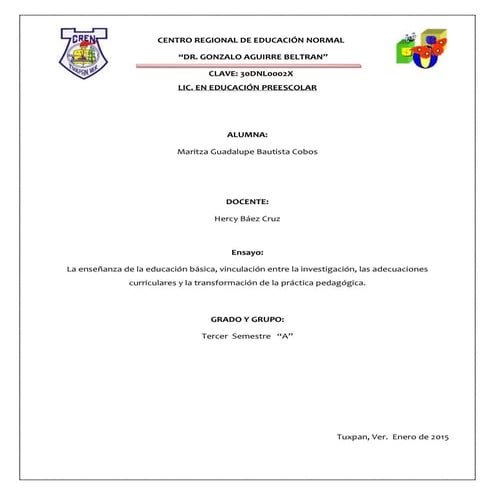 La enseñanza de la educación básica, vinculación entre la investigación, las ...